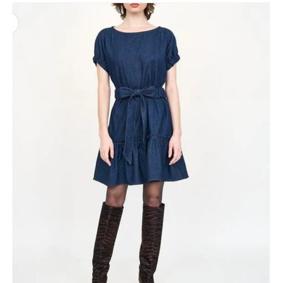 INCLAN STUDIO Millie Vegan Faux Leather Mini Dress Butterscotch Brown NEW Medium - Picture 5 of 7